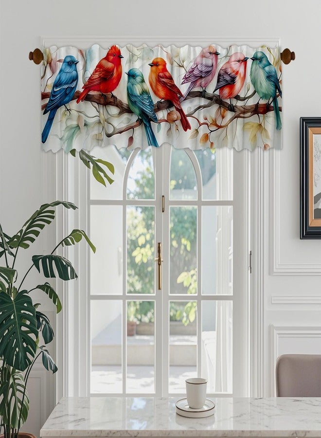DOTOOMA 54x18 Inches Colorful Birds Window Treatment Valance Retro Cute Kitchen Blackout Drapes Bathroom Bedroom Living Room Polyester Fabric Curtains Decorations Supplies - Image 3